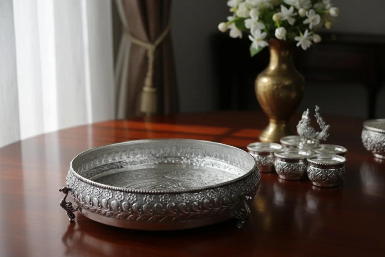 Value Gifts Traditional 10 Inch Antique German Silver Tray for Elegant Gifting