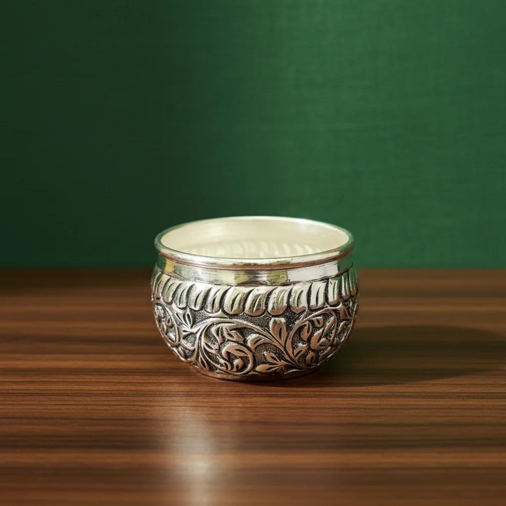 Value Gifts Premium German Silver Antique Bowl for Religious Ceremonies