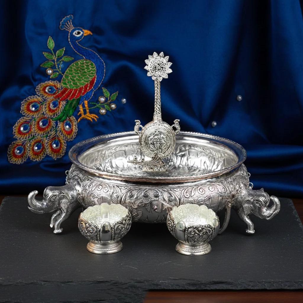 Value Gifts Traditional German Silver Mangalaharathi with Classic Charm