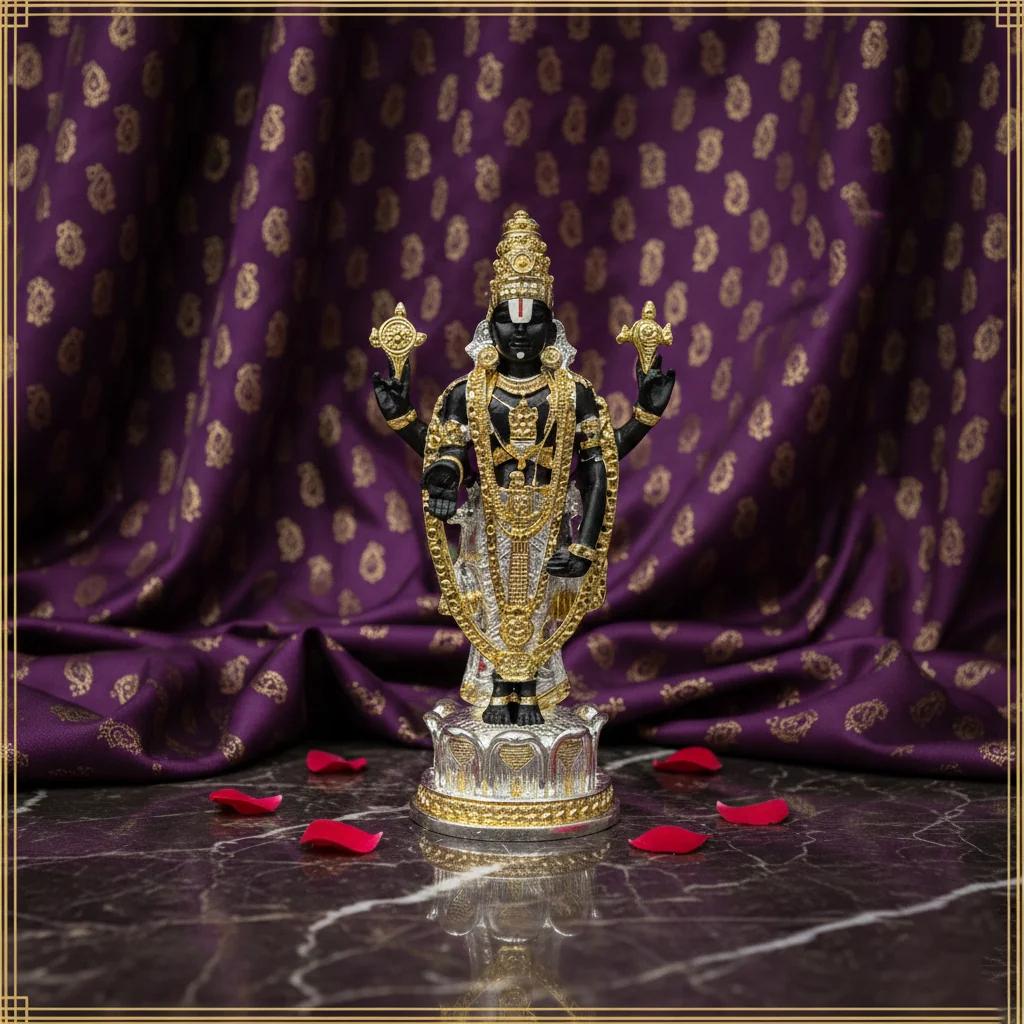 Value Gifts Divine 4 Inch 2 Tone German Silver Balaji Idol for Home and Temple