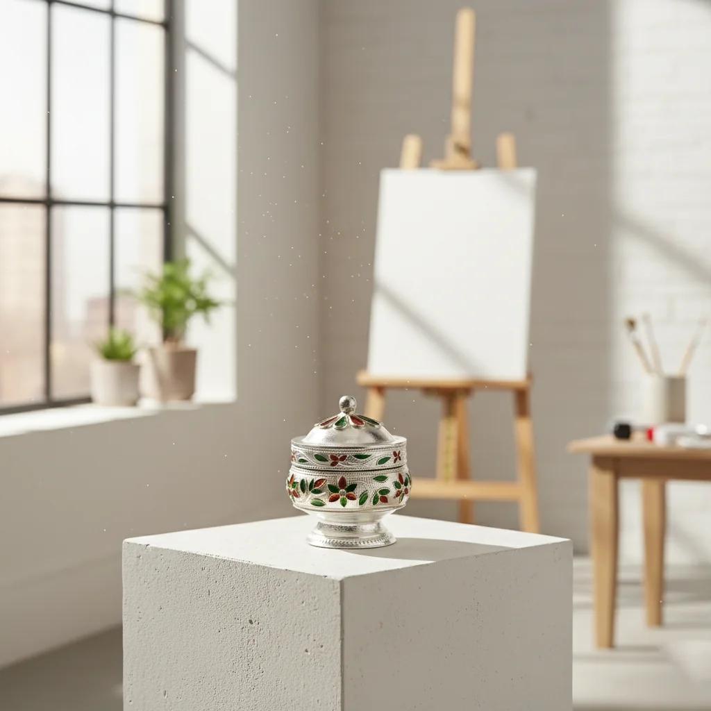 Premium German Silver Pooja Set Complete Ritual Vessel Kit for Sacred Pooja