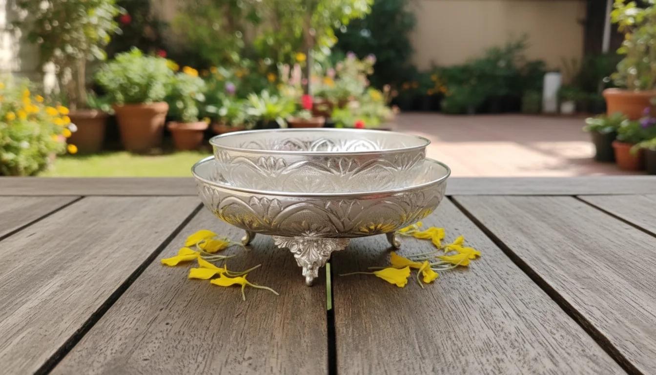 Premium German Silver Pooja Tray for Rituals and Worship