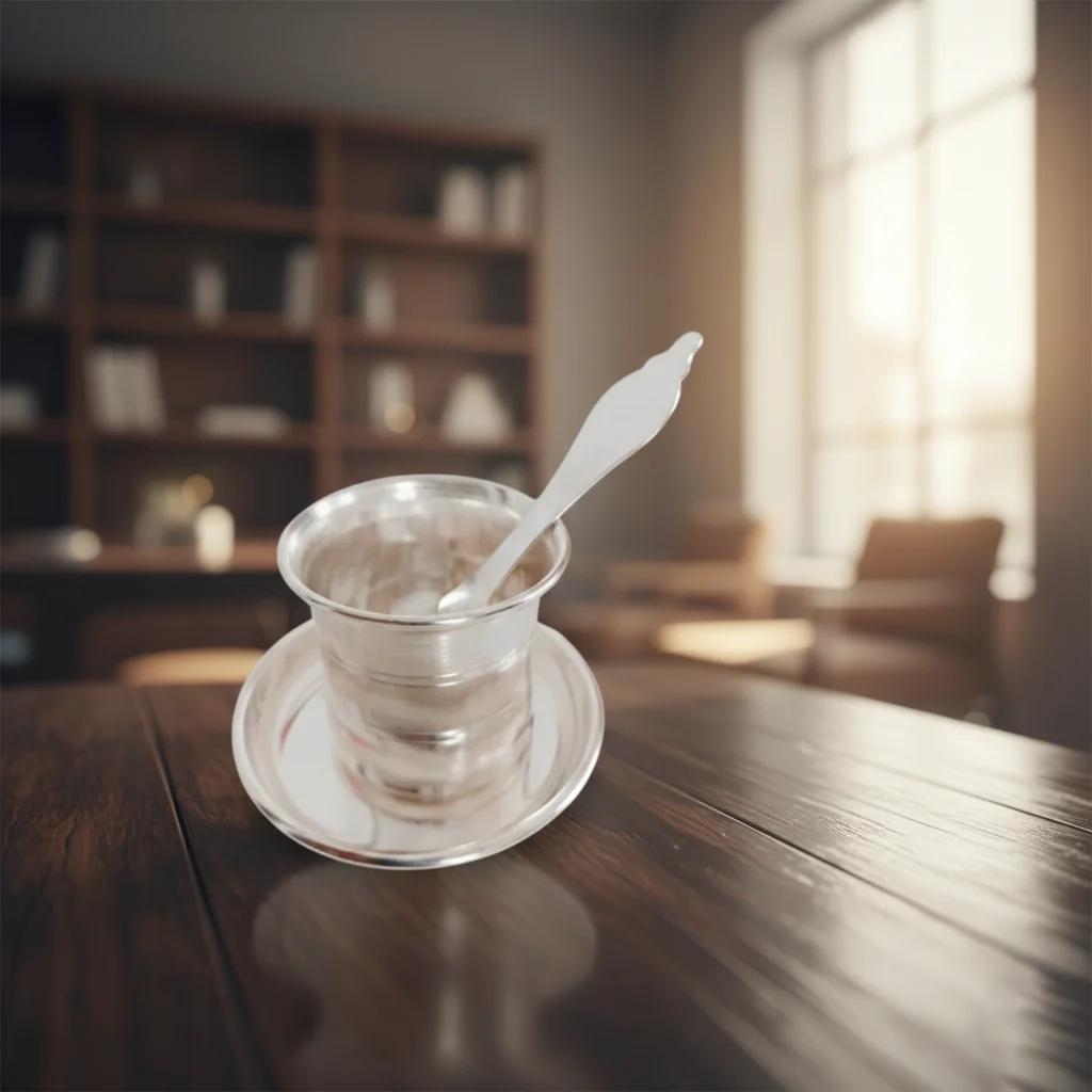 German Silver Panchapatra Set for Pooja with Premium Quality Samagri