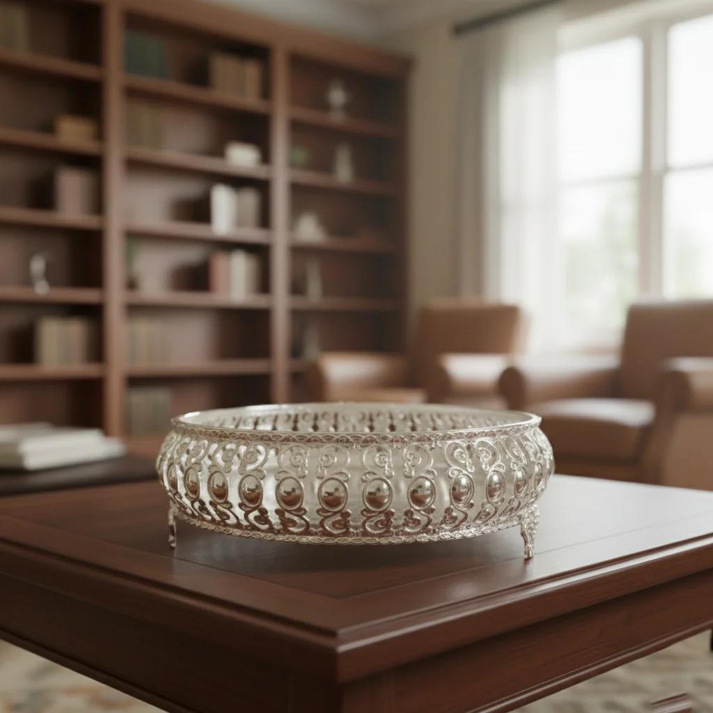 Elegant German Silver Pooja Vessel Set for Traditional Pooja Ceremonies