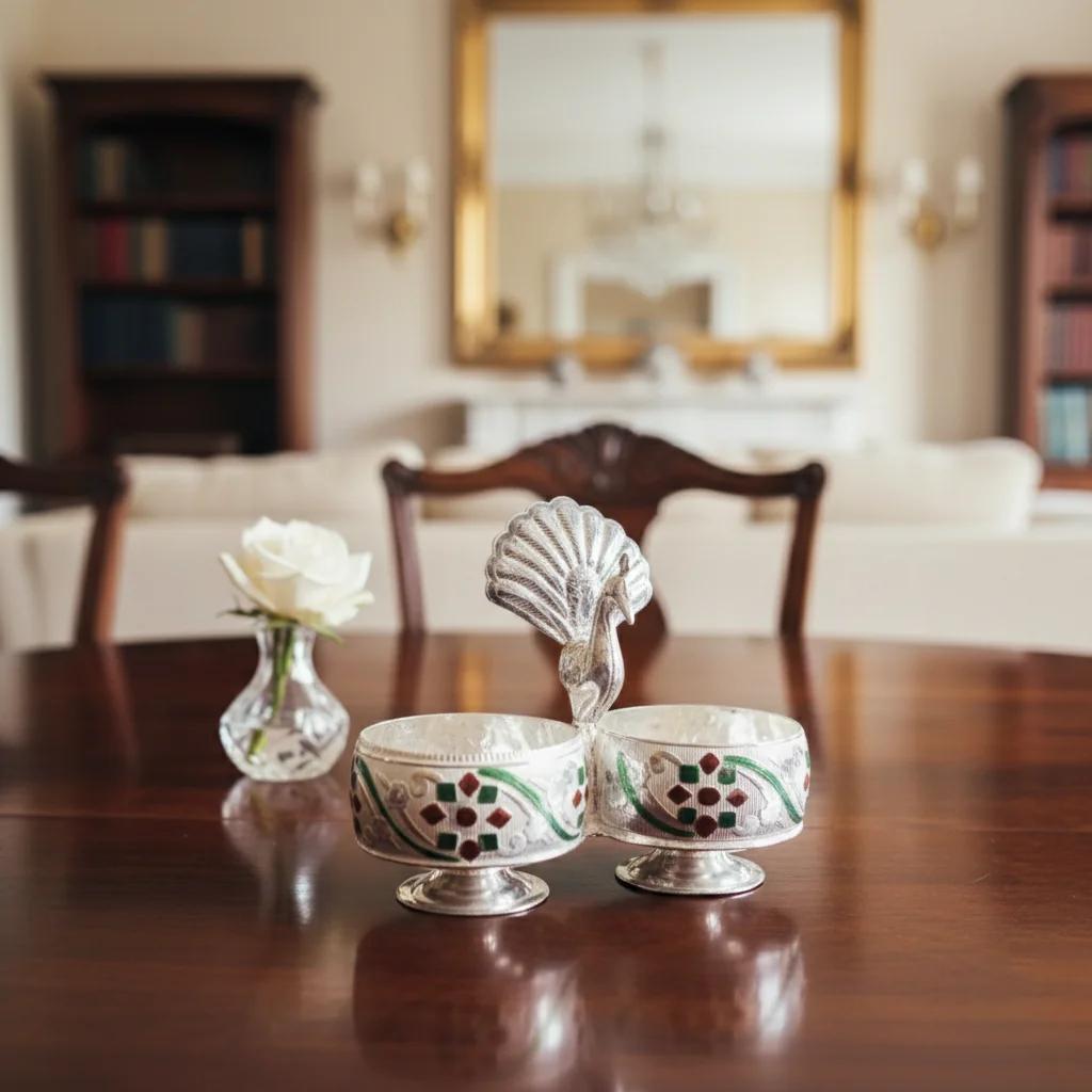 German Silver Peacock Bowl for Daily and Special Pooja