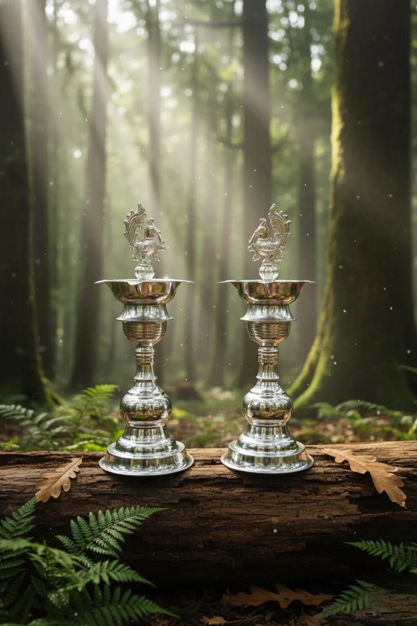 German Silver Hand Engraved Pooja Thali Set