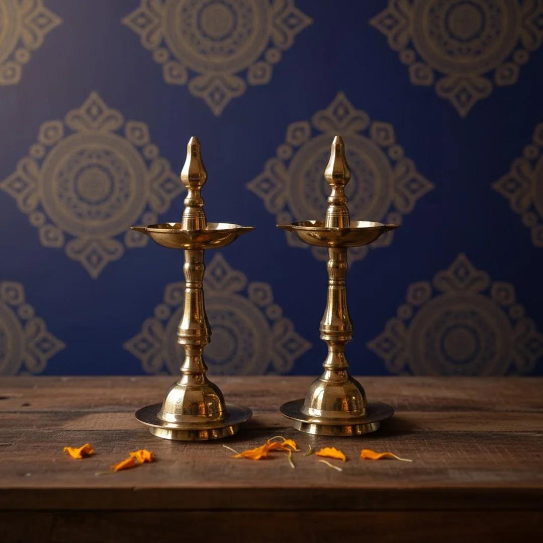 Brass Table Diya for Home Altar and Pooja