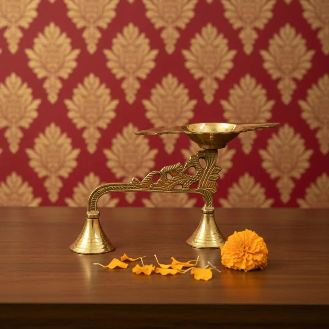 Brass EkAharathi Stand for Pooja and Religious Use