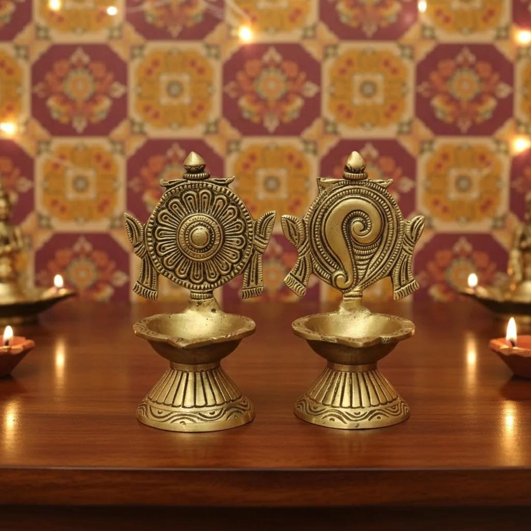 Brass Diya Oil Lamp for Religious Home Pooja
