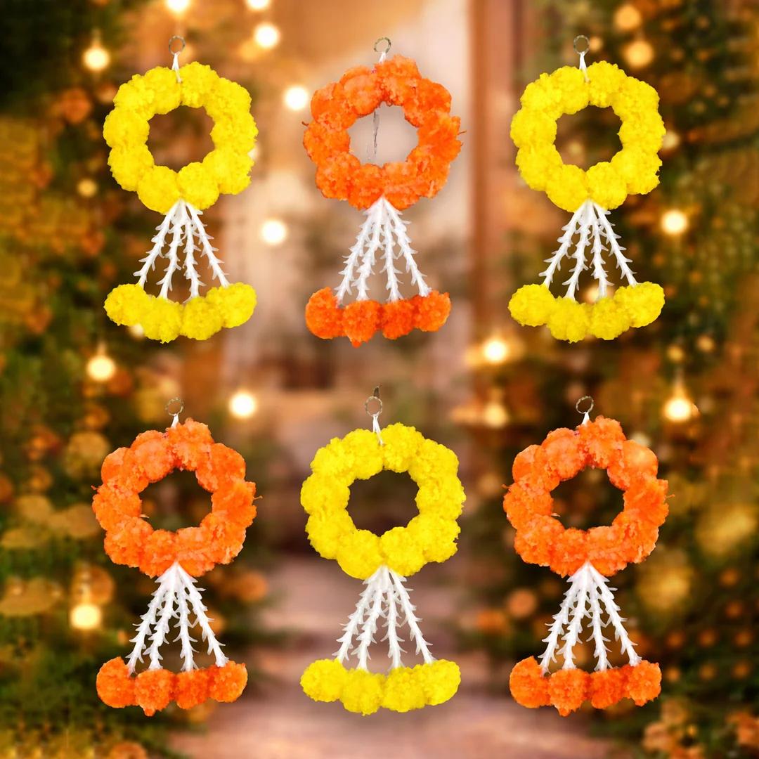 Decorative Flower Hangings (6 Pack) for Festivals