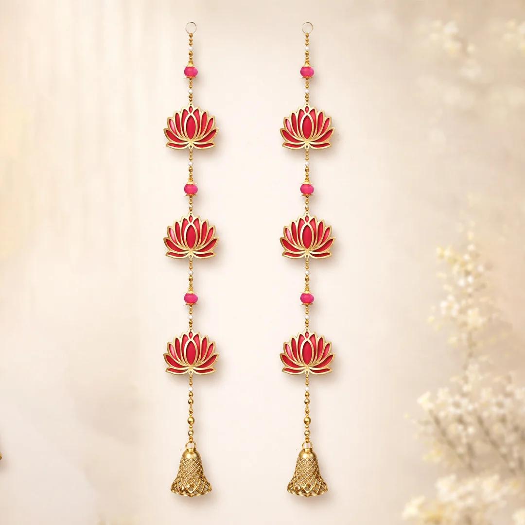 VPH Gift Store Lotus Flower Garland (2-Pack) for Temple Pooja & Home Décor