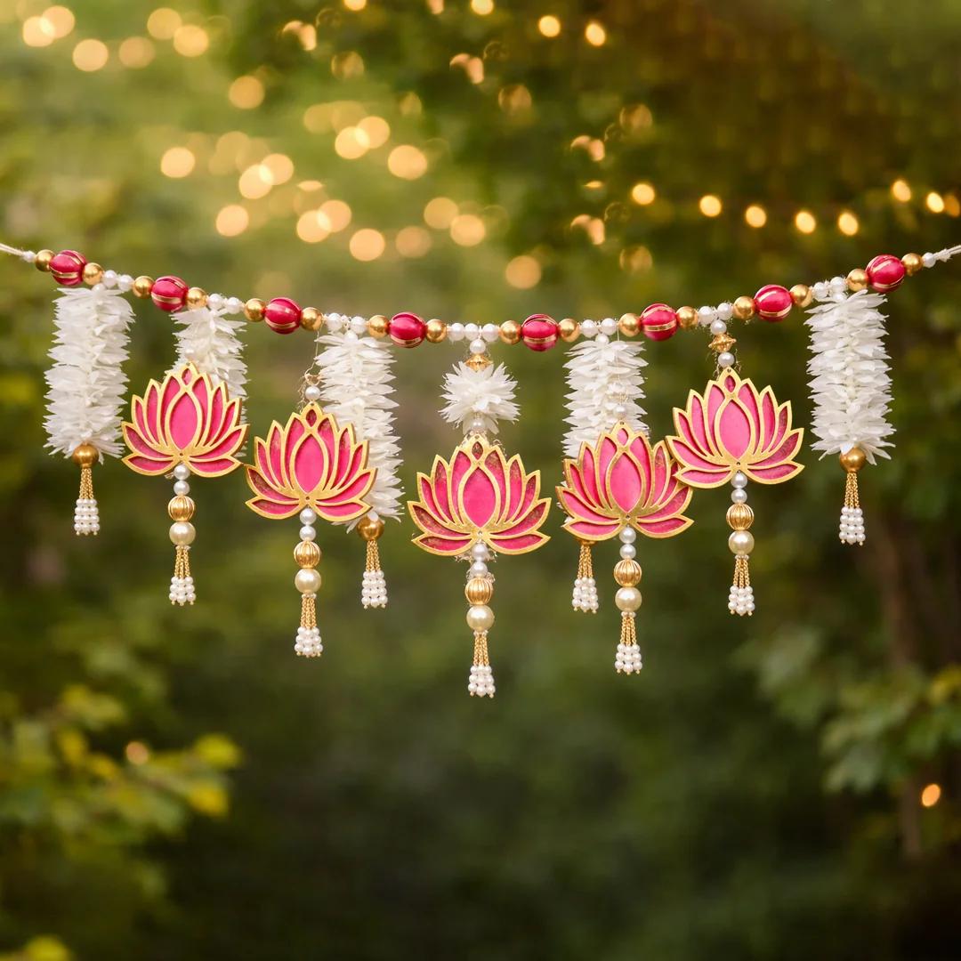 VPH Gift Store Lotus Toran Decorative Set for Religious & Event Decoration