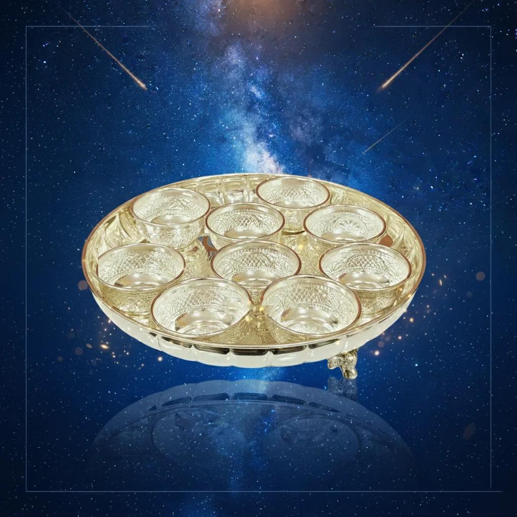 Value Gifts Premium German Silver 10-Inch Plate with 9 Bowls