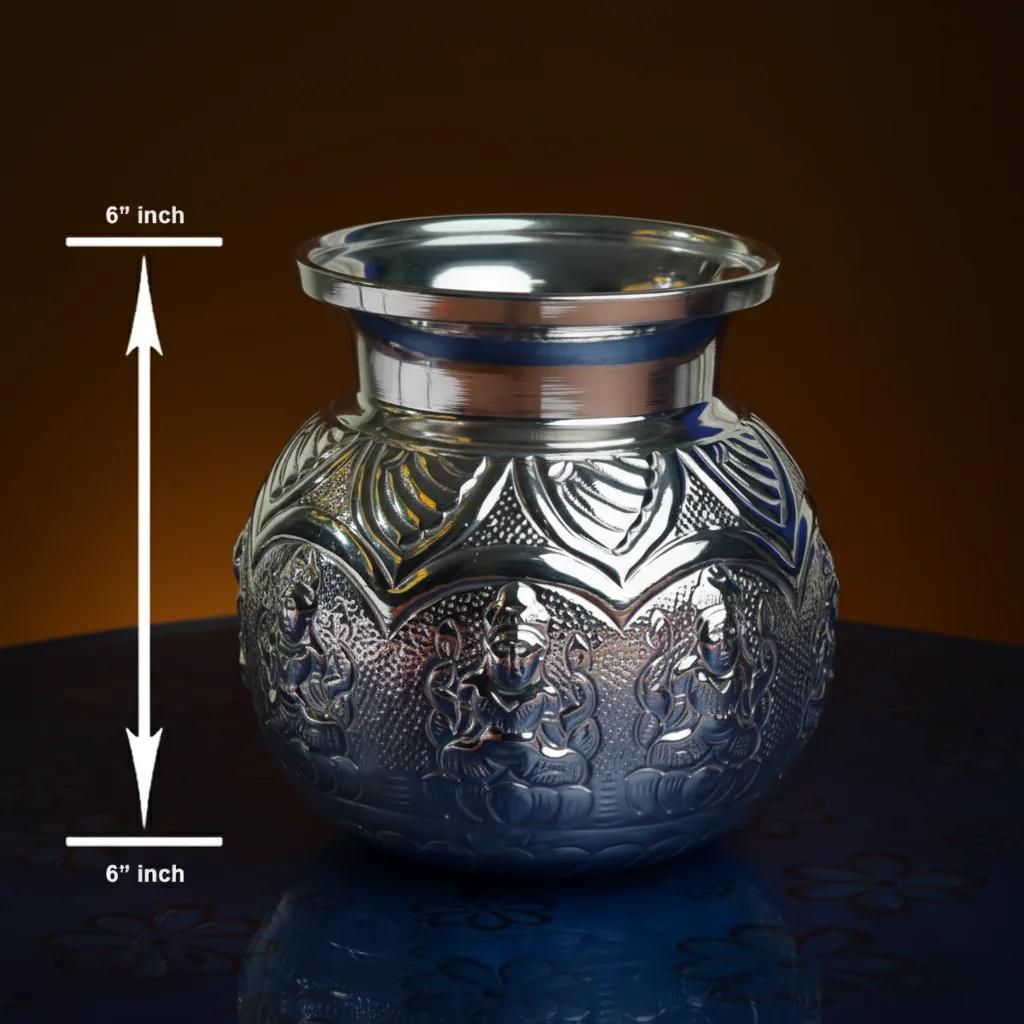 Value Gifts 6-Inch Ashta Lakshmi Kalisam Handcrafted German Silver for Pooja