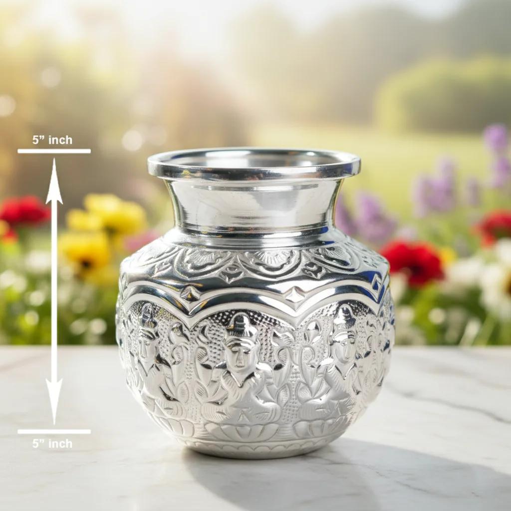 Value Gifts Elegant Ashta Lakshmi Kalisam Divine German Silver for Home Temple