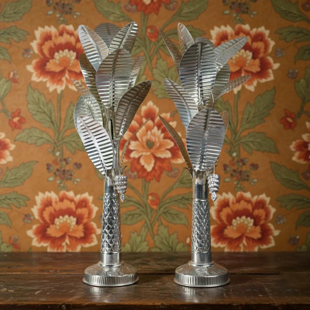 Value Gifts Luxury German Silver Banana Trees for Pooja and Decor