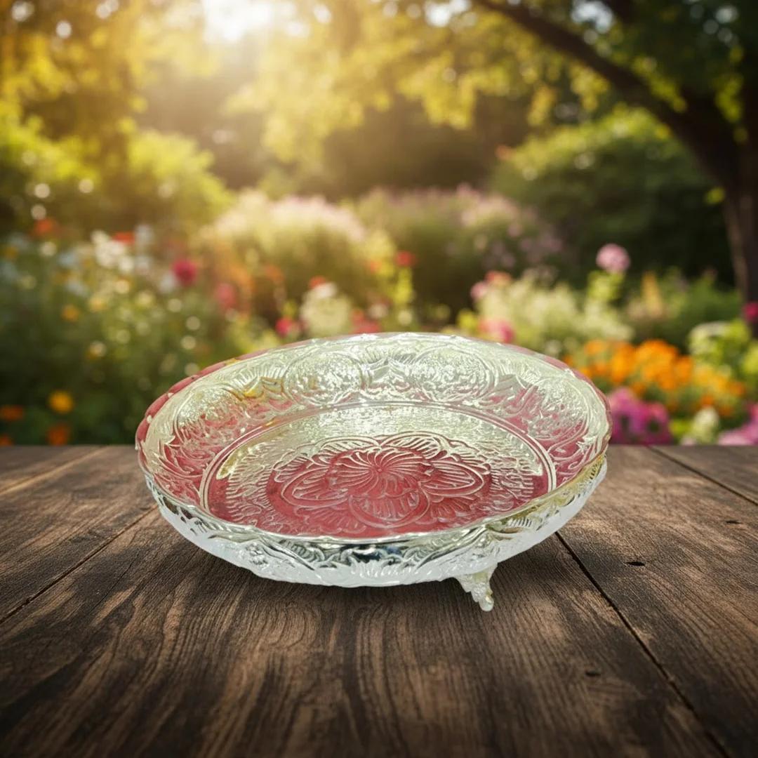 Value Gifts 12 Inch Lakshmi Plate in German Silver for Pooja and Rituals