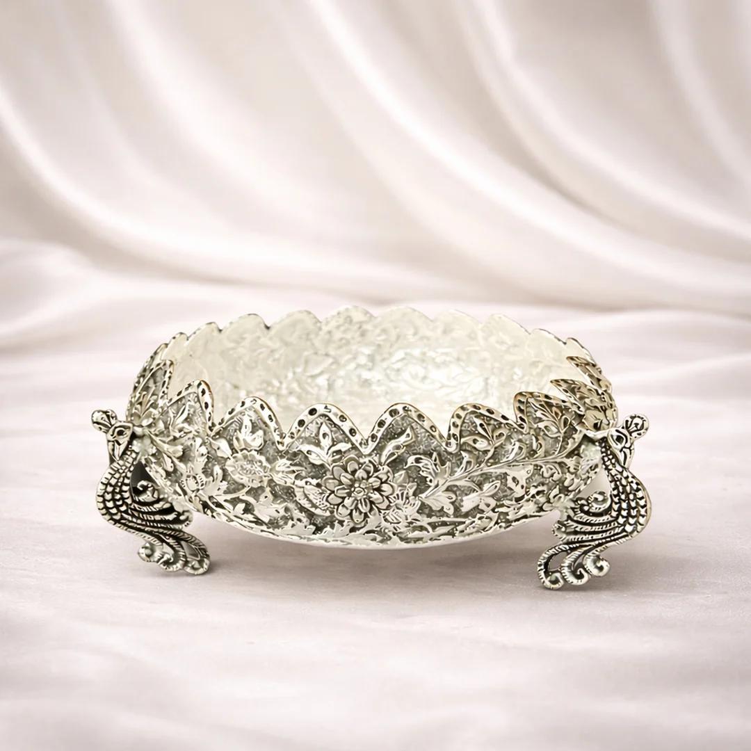 Value Gifts 7 Inch Urli German Silver Decorative Bowl for Pooja and Decor