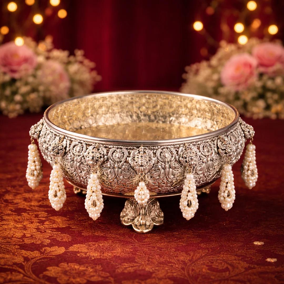 Value Gifts Premium 8-Inch German Silver Tray Heavy Quality for Worship