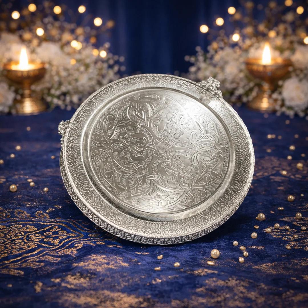 Value Gifts Premium 10 Inch German Silver Tray with Elegant Design