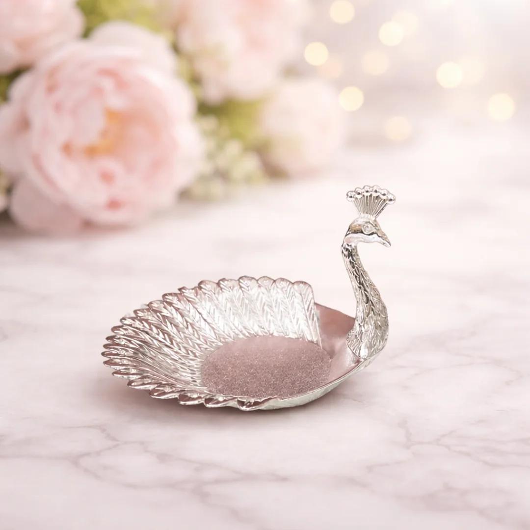 Value Gifts Elegant 6 Inch German Silver Swan Tray for Home Temple