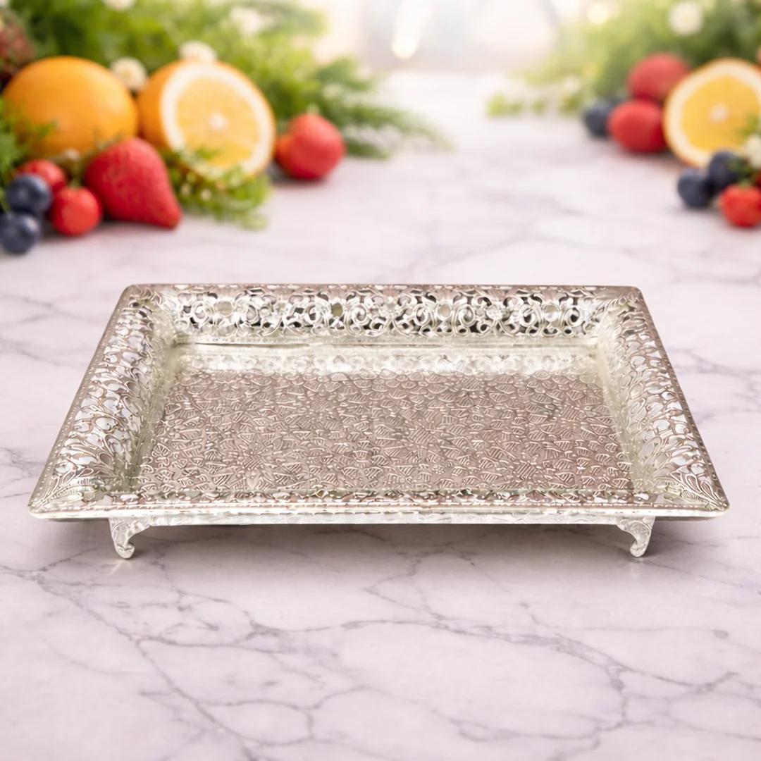Value Gifts German Silver Wedding Tray Perfect for Religious and Wedding Rituals
