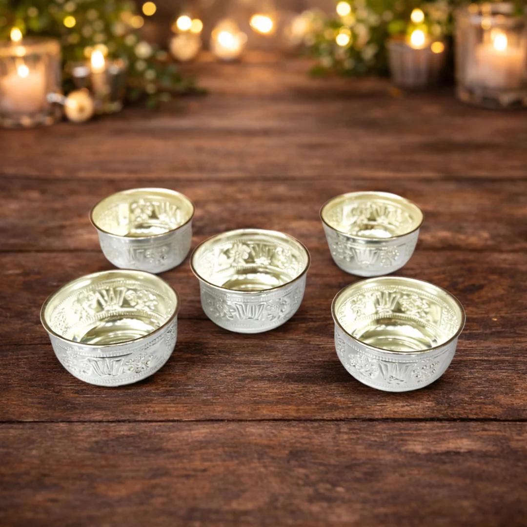 Value Gifts Traditional German Silver Govindha Namalu Bowls (2 Pieces)