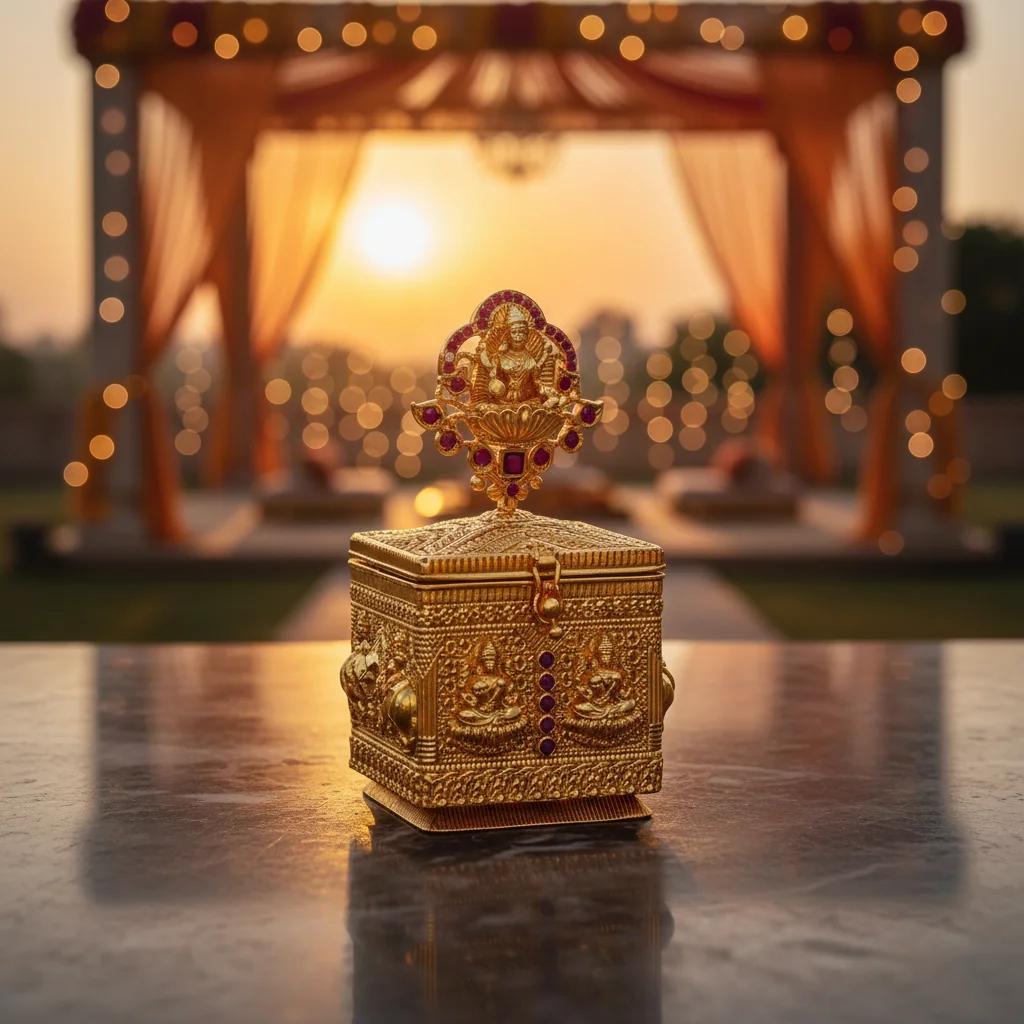 Value Gifts German Silver Gold Kumkum Box for Home Temple Worship