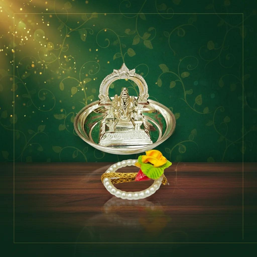 VPH Gift Store Lord Ganesh Figurines with Plate Pack of 10 Extra ₹20 for Pasupu Kumkuma