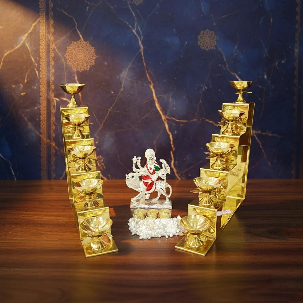 VPH Gift Store Lakshmi Idol 5 Inch with 5-Step Stand in German Silver Craft