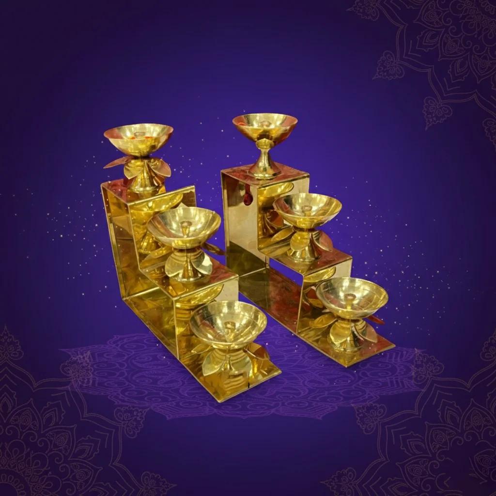 VPH Gift Store 3 Step Diyas German Silver Pooja Items for Sale Online