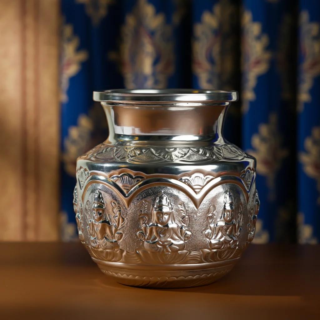 VPH Gift Store Ashta Lakshmi Kalisam Divine German Silver Item for Pooja