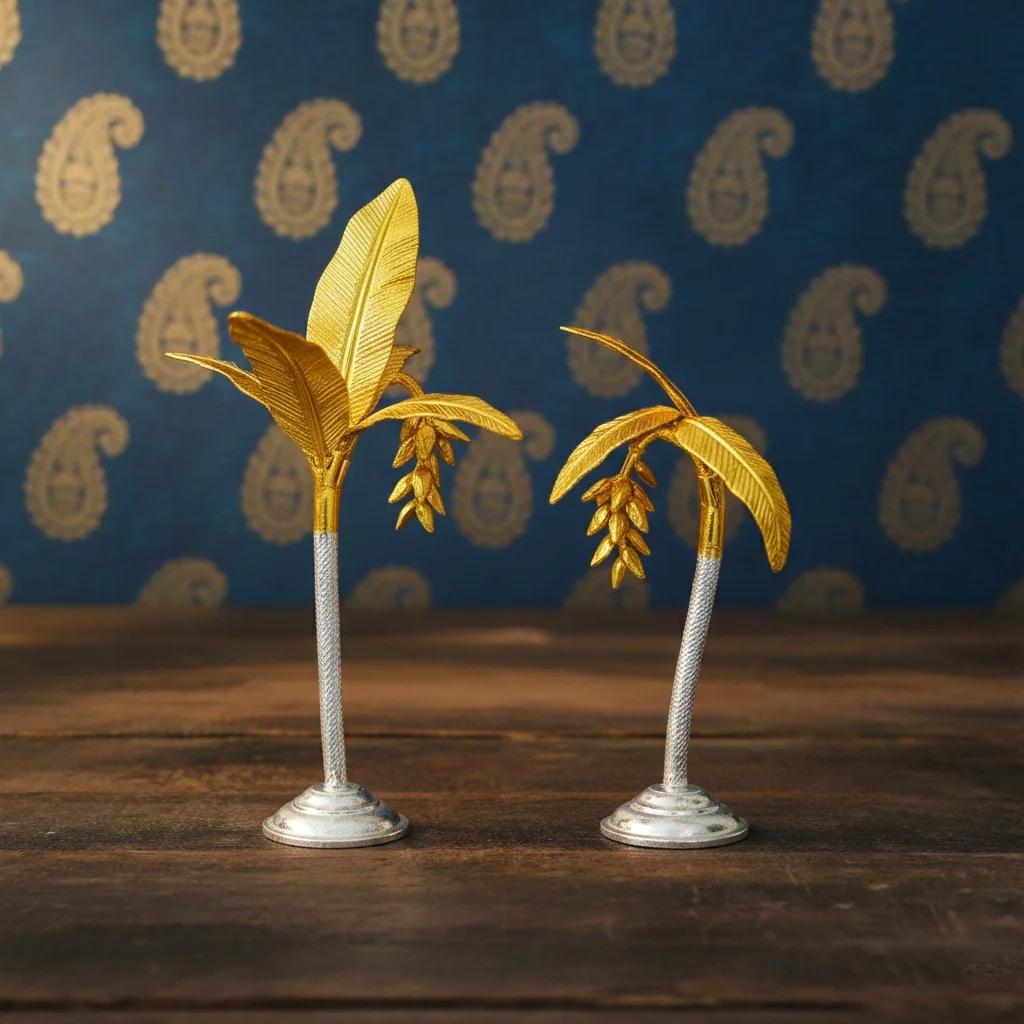 VPH Gift Store Elegant 6 Inch Banana Trees in German Silver for Spiritual Decor