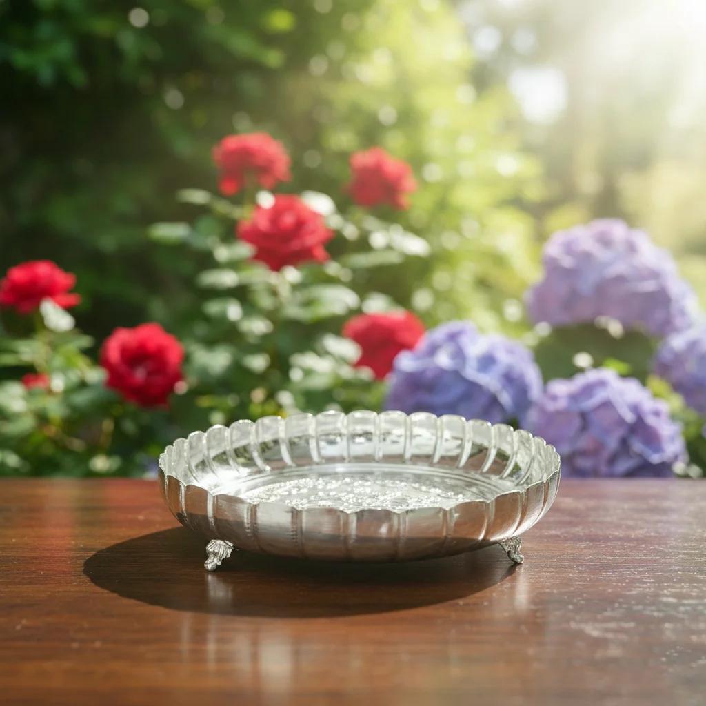 VPH Gift Store Elegant 12 Inch German Silver Lotus Plate for Spiritual Use