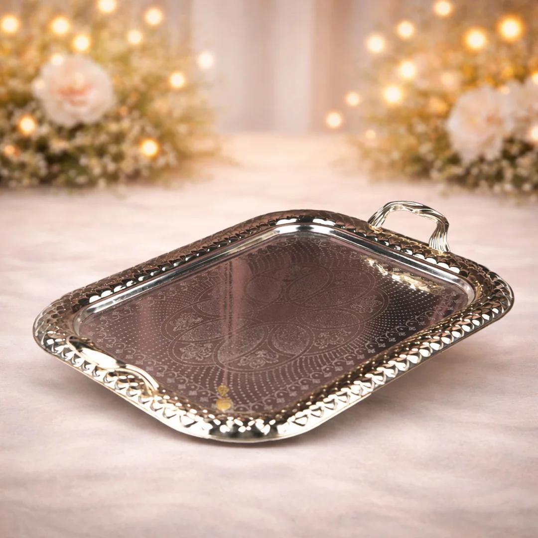 VPH Gift Store Elegant German Silver Wedding Tray Perfect for Serving and Decor