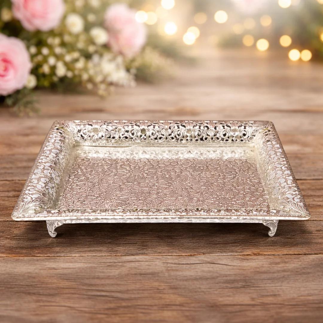 VPH Gift Store Wedding Tray in German Silver for Ceremony and Decor