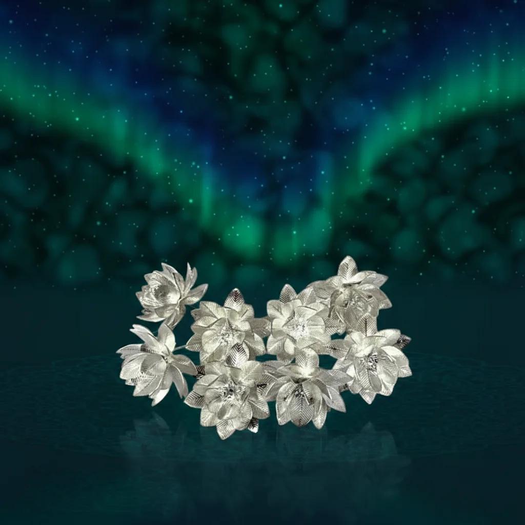 VPH Gift Store Silver Lotus Flower in German Silver Ideal for Pooja and Festivals