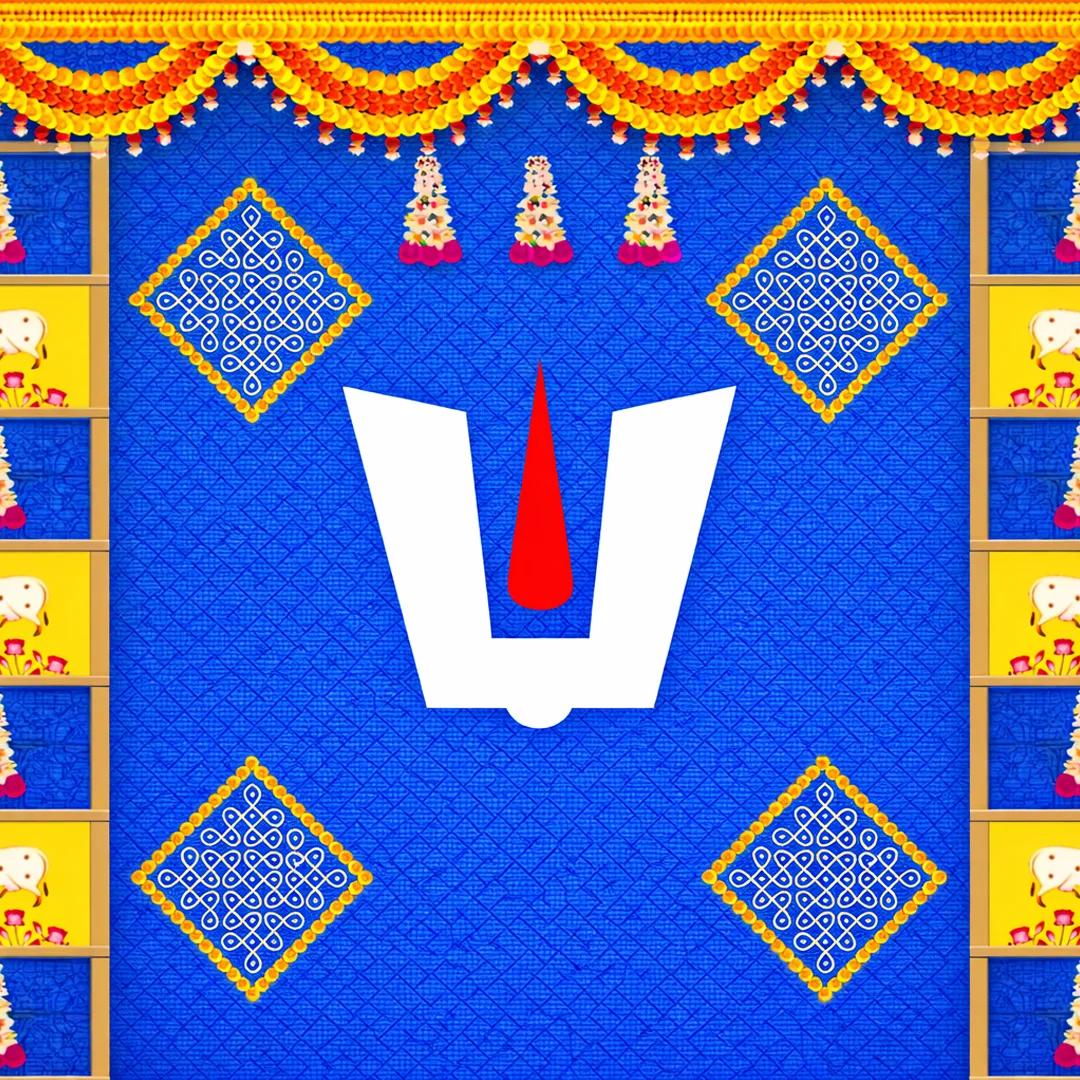 VPH Gift Store Gomatha and Flower Design Namam Backdrop