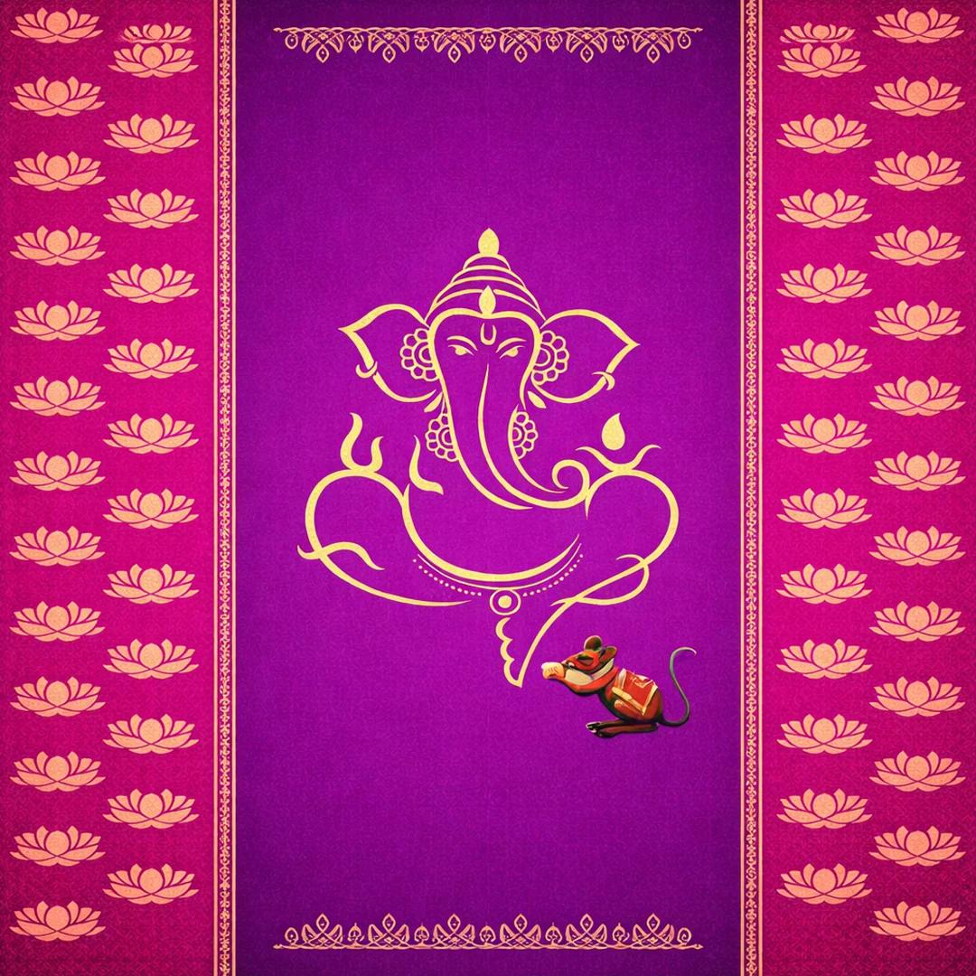 VPH Gift Store Ganesh Backdrop featuring Lotuses Design