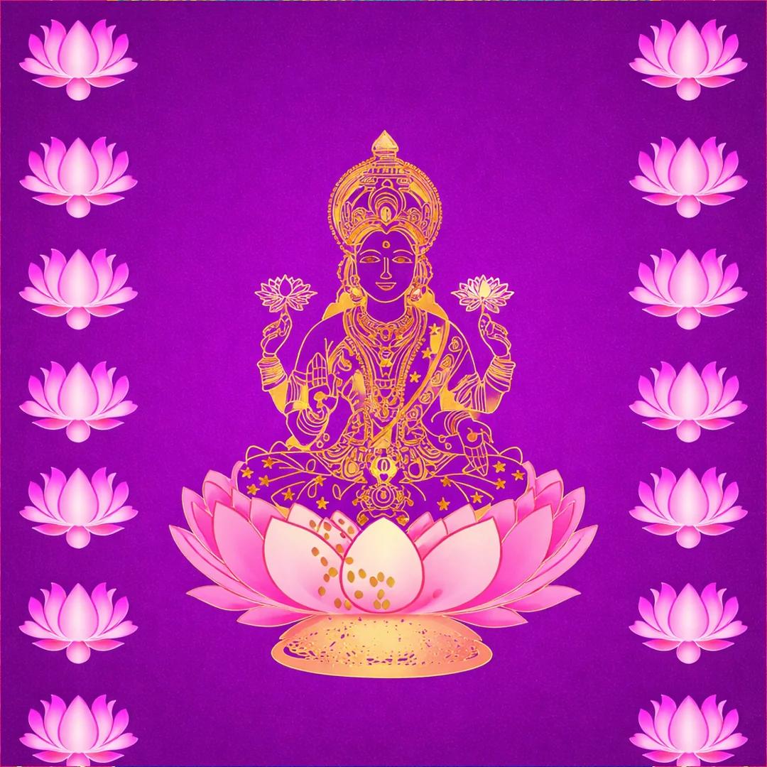VPH Gift Store Lakshmi Devi Green Backdrop for Pooja (5x8 Ft)
