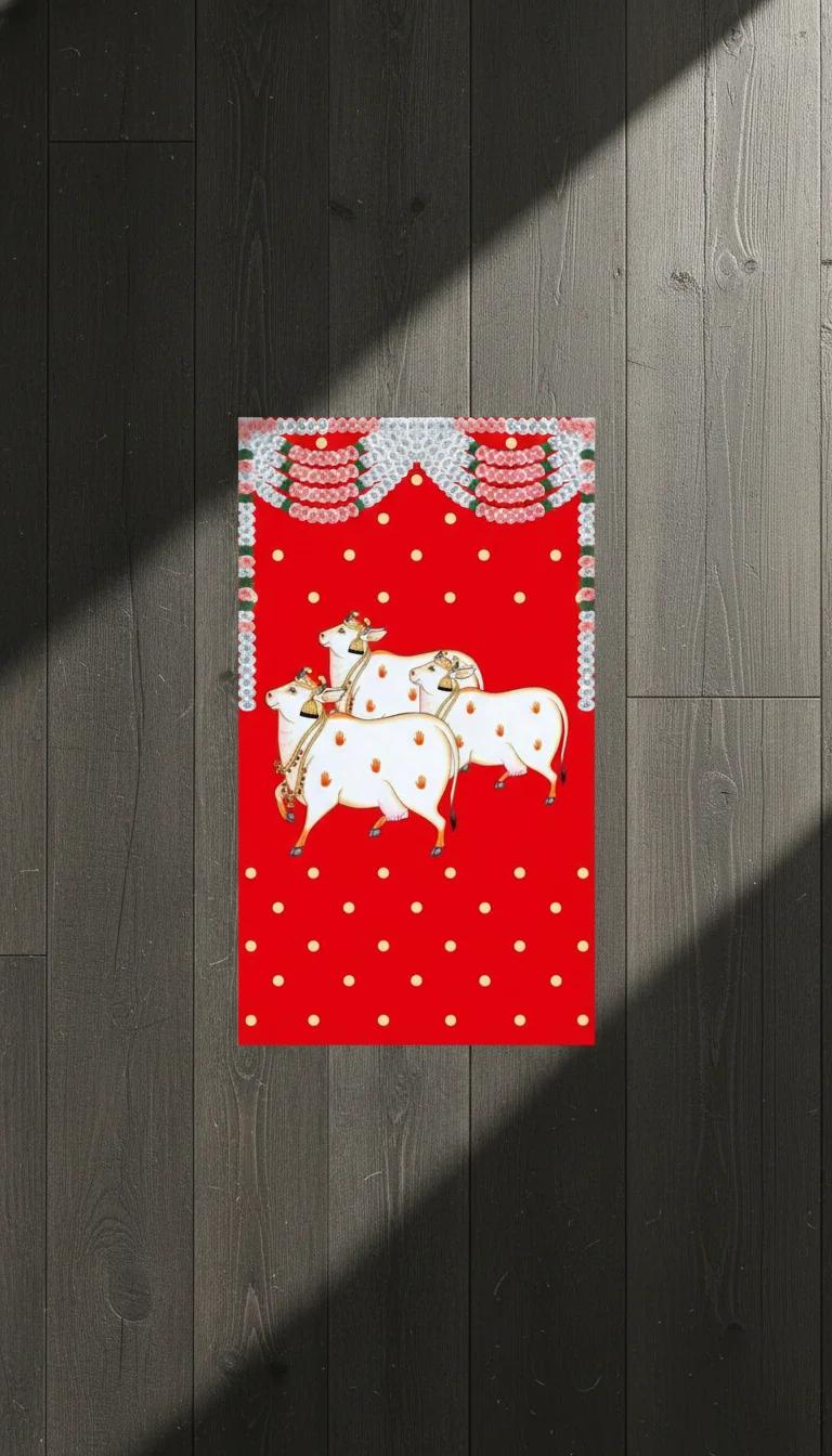 VPH Gift Store Gomatha Red Backdrop for Ceremonies (5x8 Ft)