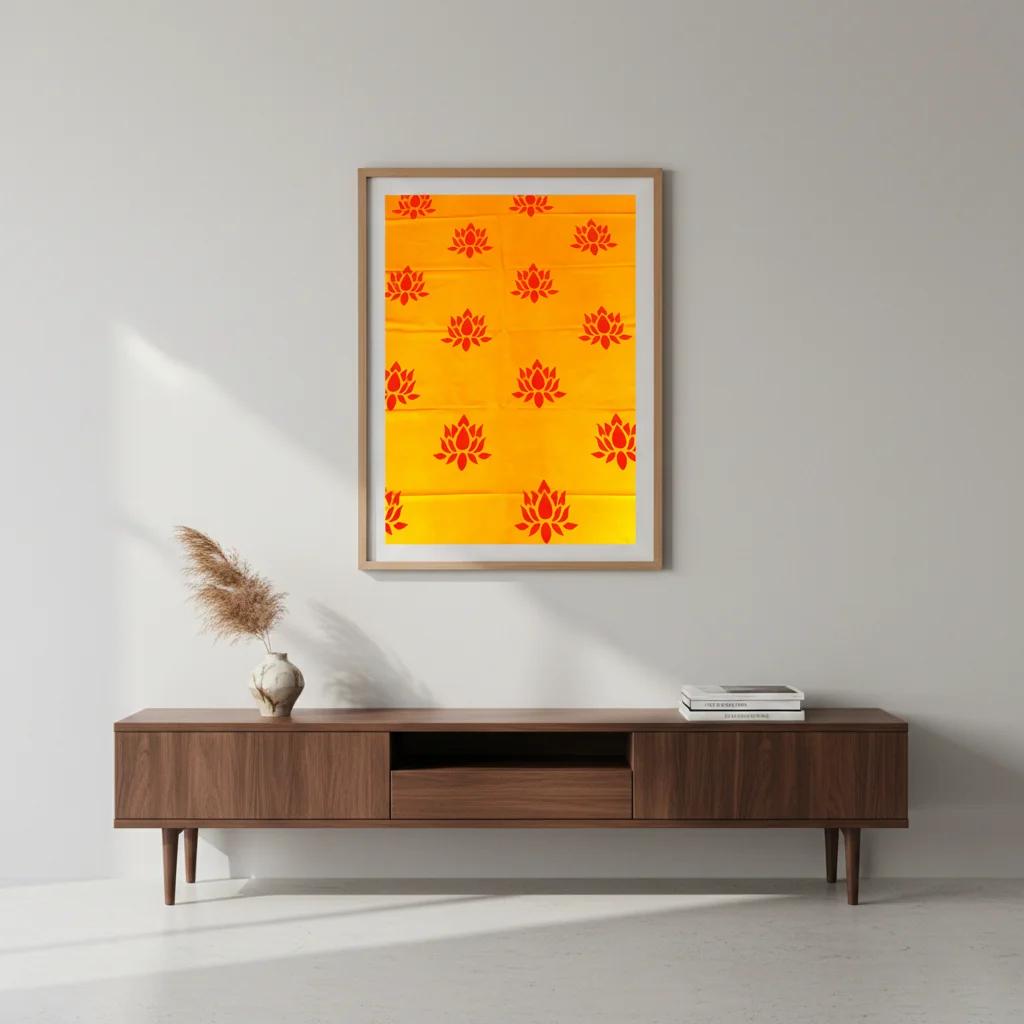 VPH Gift Store Traditional Yellow Lotus Flower Backdrop (5x8 Ft)