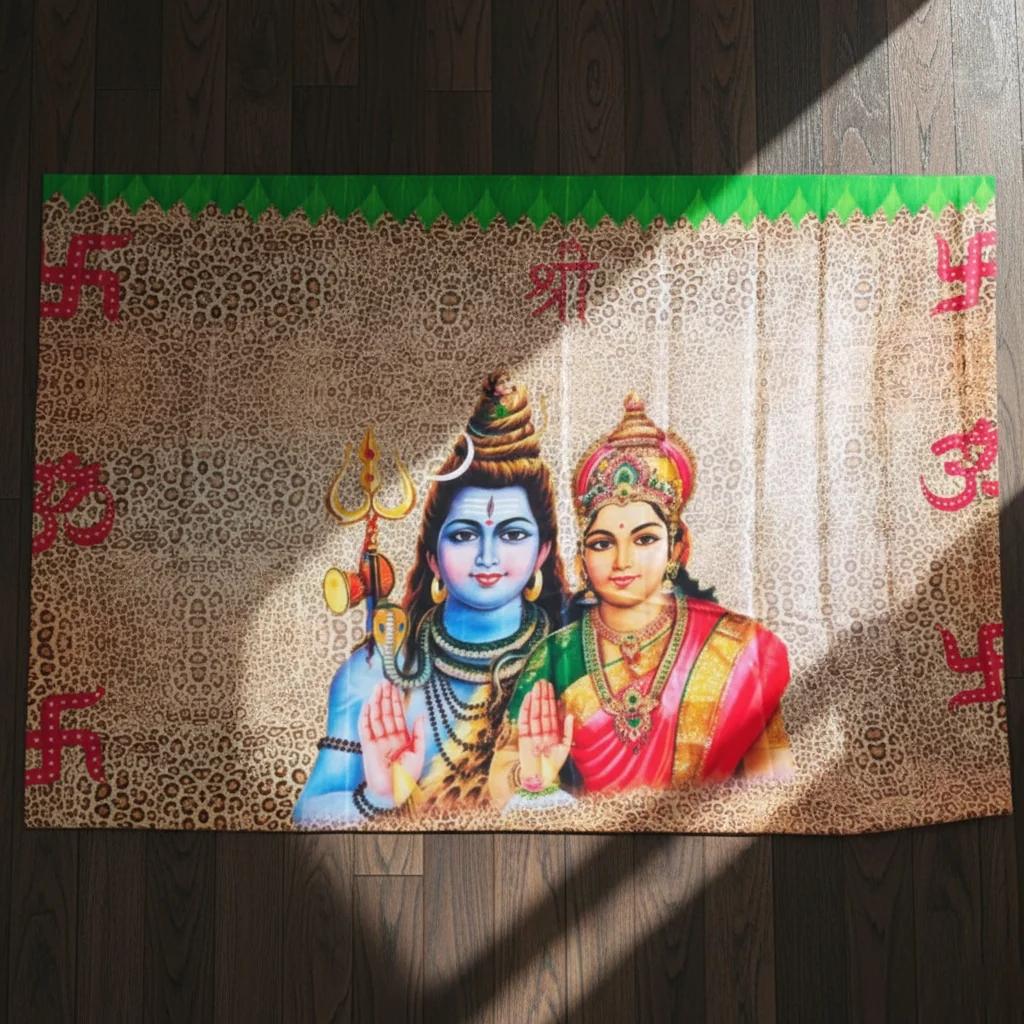 VPH Gift Store Traditional Shiva Parvathi Backdrop for Ceremonies (4x5 Ft)
