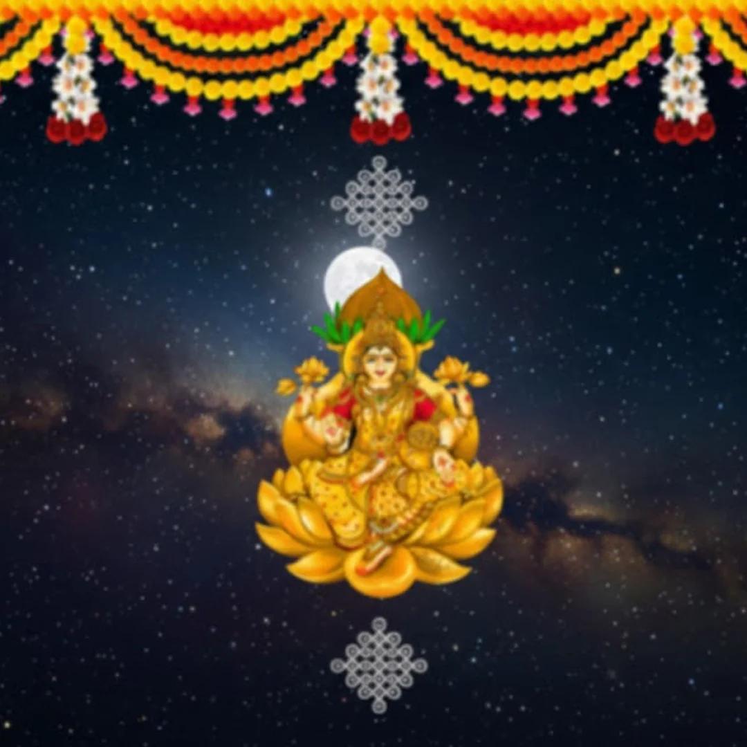 Sri YagnaaVaramahalakshmi Festival Backdrop Cloth in Green for Temple & Home Décor