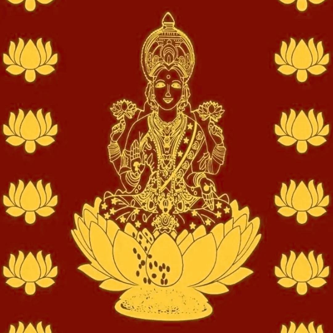 Sri Yagnaa Elegant Lakshmi Devi Marron Backdrop for Temple & Home Décor