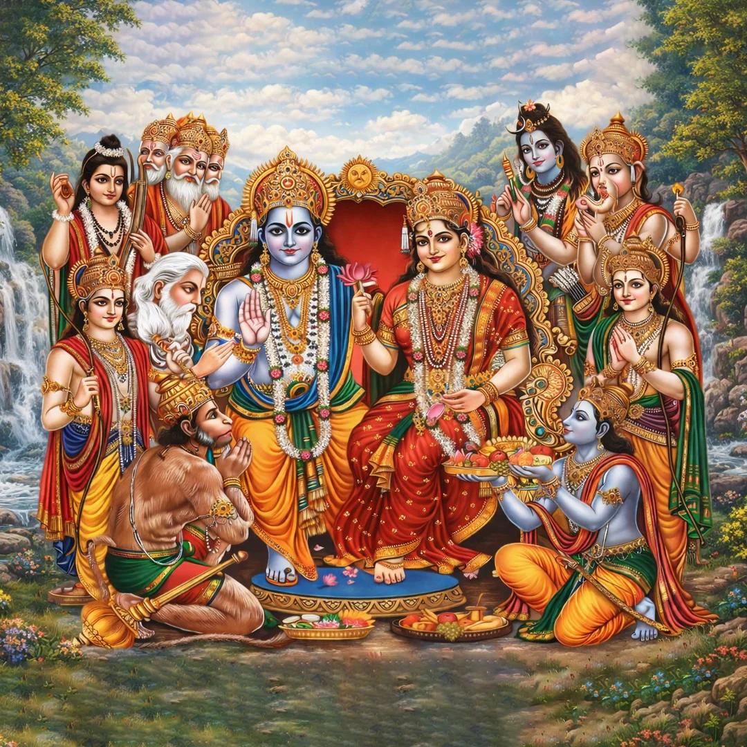 Sri Yagnaa Seetha Rama Pattabhishekam Backdrop for Festivals, Poojas & Rituals