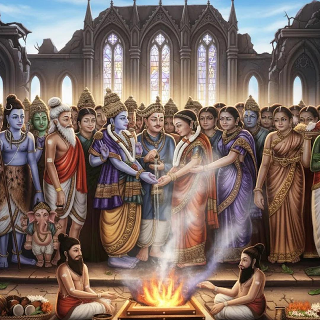 Sri Yagnaa Traditional Srinivasa Kalyanam Wedding Backdrop Cloth for Festivals & Rituals