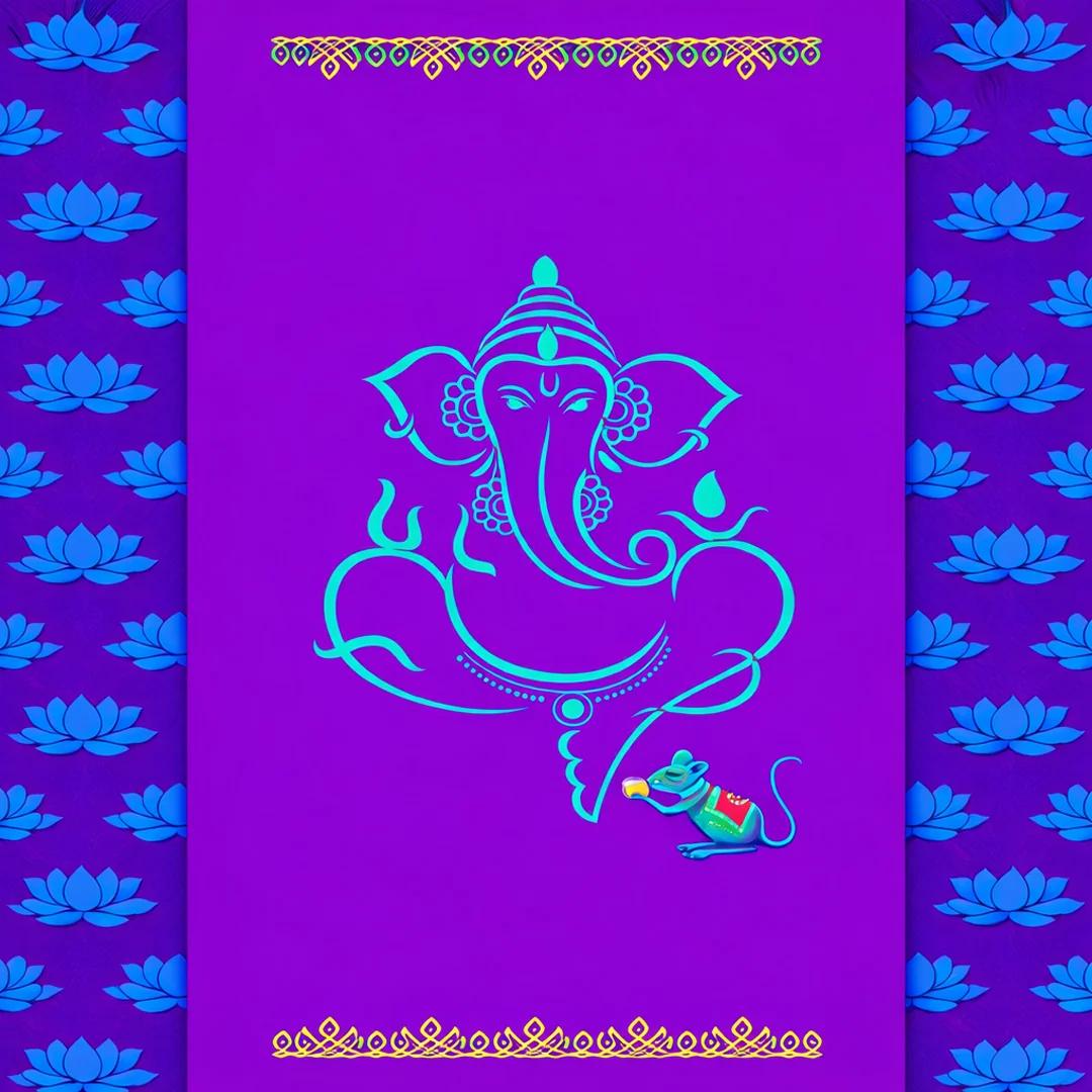 Sri Yagnaa Ganesh with Lotas Design Backdrop (5x8 Ft) for Pooja Rooms & Events