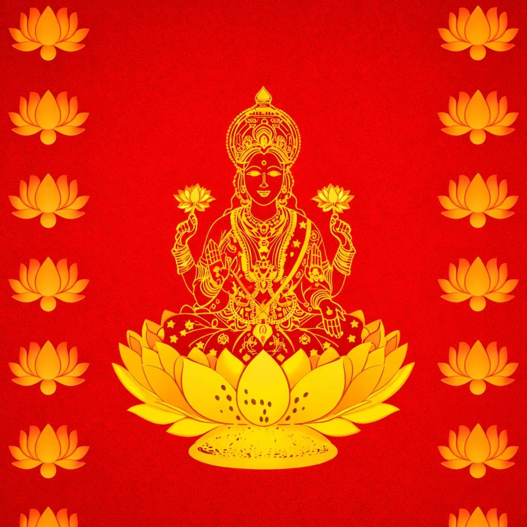 Sri Yagnaa Green Lakshmi Devi Backdrop (5x8 Ft) for Pooja & Festivals