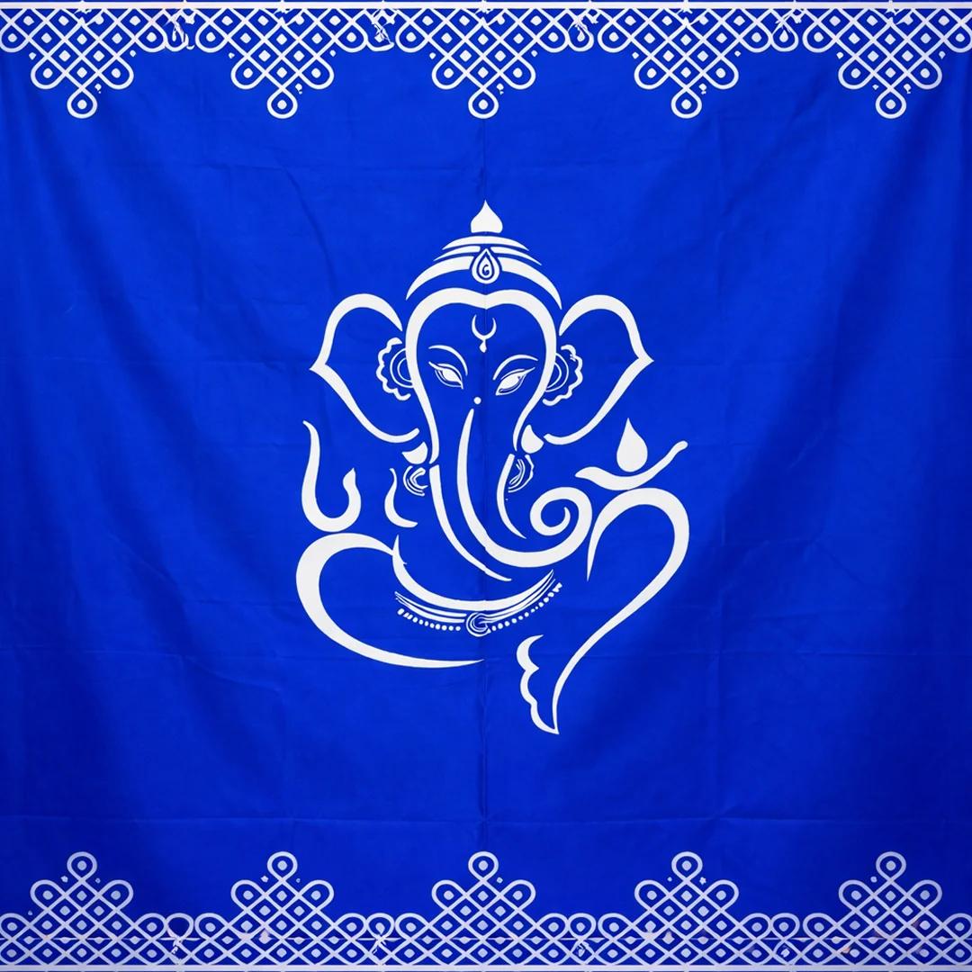 Elegant Red Ganesh Muggu Backdrop (5x8 Ft) for Temple and Event Use